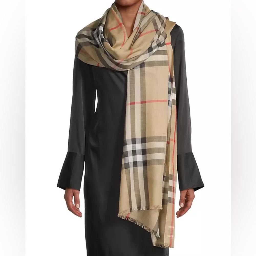 Burberry Reversible Check Wool Silk Scar
